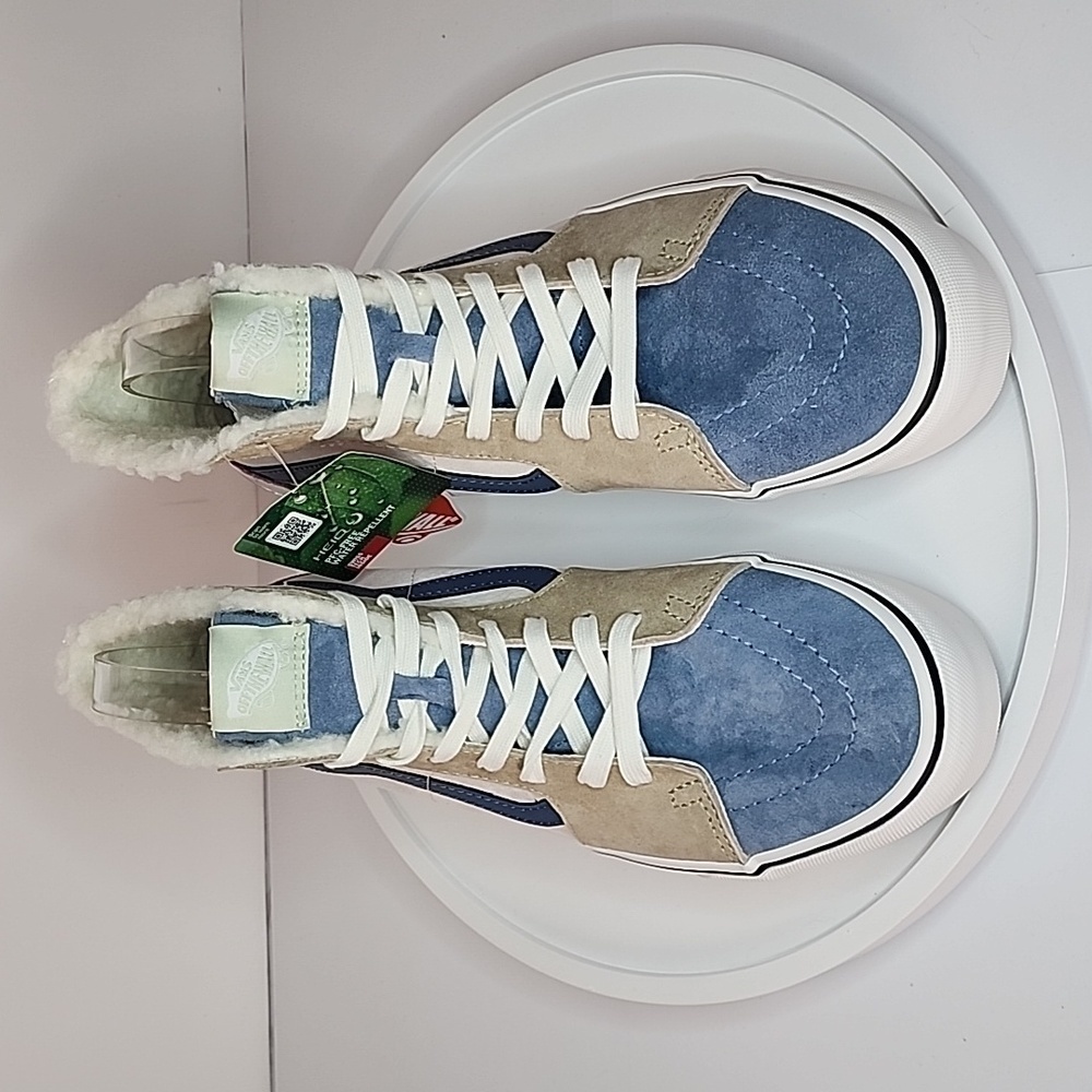 Vans Sk8-Hi Tapered Stackform Blue & Pink Sherpa Platform Shoes